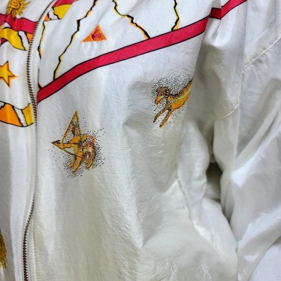 Vintage 90s Le Coq Sportif Size S Off White Zodiac Celestial Tracksuit Sun Stars - Picture 5 of 12